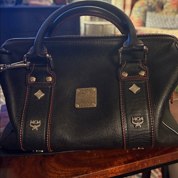 MCM Black Satchel with Red Accents 11x9 - Picture 14 of 14